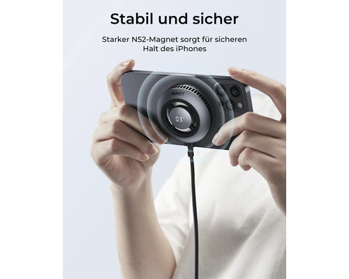 Aukey Logo. Kühler mit Magnet für ein Mobiltelefon.