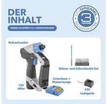 Dremel Blueprint 3-in-1 Akku-Bohrschrauber Set mit Bohrer- und Schrauberbit-Set, Akku, Ladegerät, Linienlaser und Wasserwaage