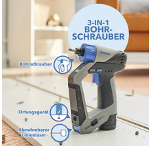 Dremel Akku Bohrschrauber mit Bohrschrauberfunktion, Ortungsgerät und abnehmbarem Linienlaser