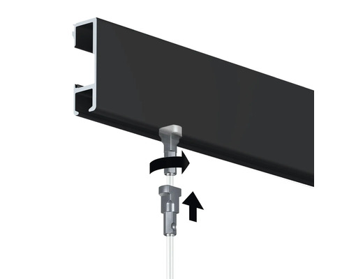 Deckenmontageschiene mit Befestigungselement und Einstellungsanzeige