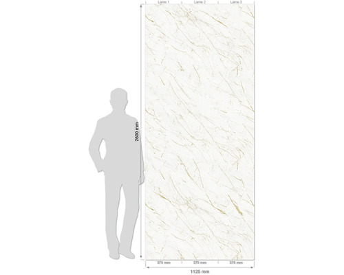Dekorplatte mit Marmorstruktur, 2600 mm hoch und 1125 mm breit