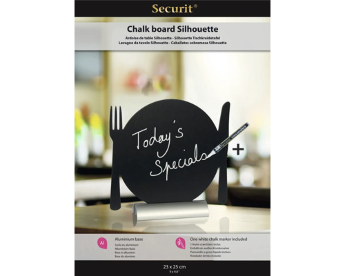 Silhouette Tischkreidetafel mit Aluminiumfuß und Kreidemarker