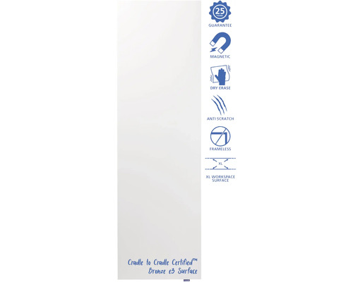 Magnetische, rahmenlose Whiteboard Tafel mit 25 Jahren Garantie, kratzfester, trocken abwischbarer Oberfläche und Cradle to Cradle Certified Bronze e3 Oberfläche