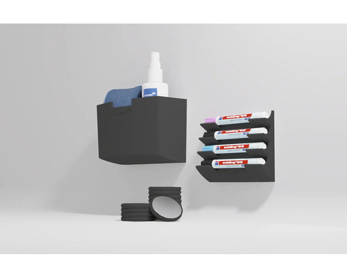 Organisationssystem mit Behälter, Stifthalter, Reiniger, Tuch, Stiften und Schwamm