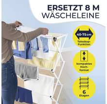 Wäscheständer mit sechs Ebenen und Teleskopfunktion zum Trocknen von Wäsche