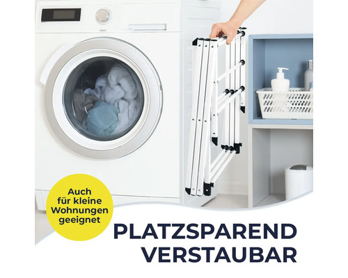 Wäscheständer neben Waschmaschine, platzsparend verstaubar