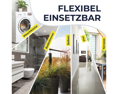 Verschiedene Einsatzbereiche im Haushalt: Waschküche, Badezimmer, Balkon, Flur, Terrasse.