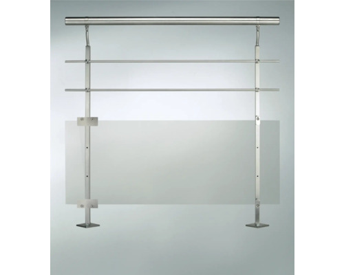 Geländer aus Metall und Glas