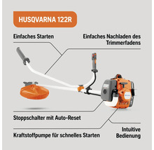 Benzin Motorsense Husqvarna 122R, inkl. Trimmerkopf und Tragegurt