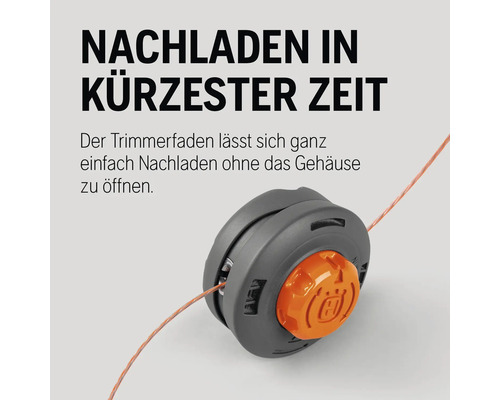 Trimmerkopf mit Trimmerfaden und Husqvarna Logo