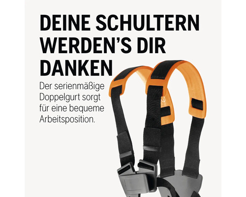 Doppelgurt für eine bequeme Arbeitsposition