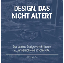 Abbildung eines Rasenmähroboters auf einer Rasenfläche mit dem Text: Design, das nicht altert