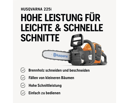 Husqvarna 225i Akku-Kettensäge für schnelles und einfaches Schneiden
