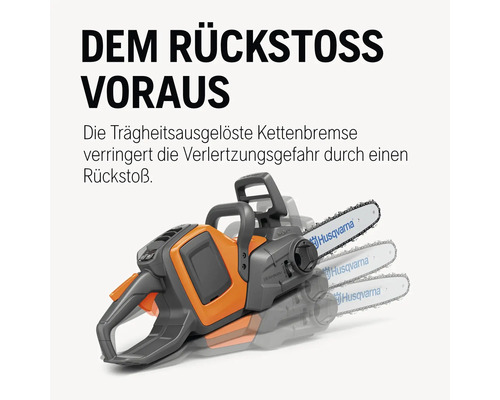 Husqvarna Kettensäge zur Reduzierung der Verletzungsgefahr durch Rückstoß.