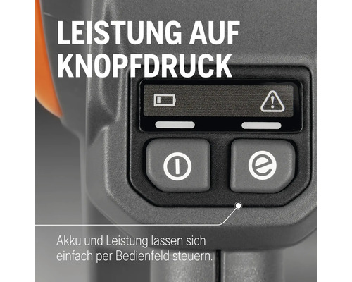 Bedienelemente zur Steuerung von Akku und Leistung