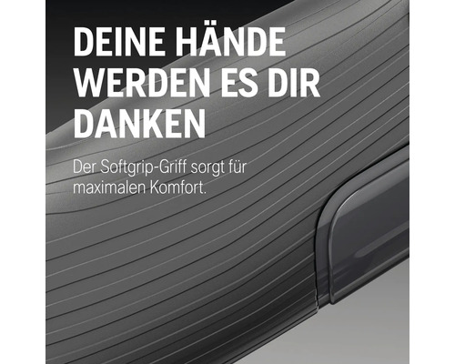 Detailaufnahme eines Werkzeuggriffs mit Softgrip für maximalen Komfort
