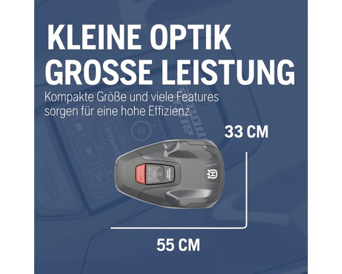 Husqvarna Mähroboter mit den Maßen 33 cm und 55 cm