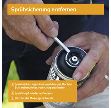Entfernen der Sprühsicherung an einer Farbsprühdose mit Schraubenzieher