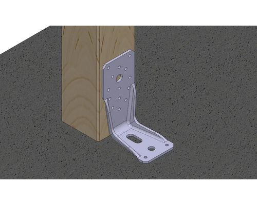 Pfostenträger mit Holzpfosten zur Befestigung auf Beton