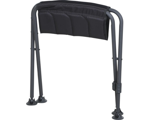 Tragbarer Sitz mit gepolsterter Sitzfläche und verstellbaren Beinen.