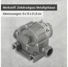Druckminderer aus Zinkdruckguss mit den Maßen 9 x 15 x 21,8 cm
