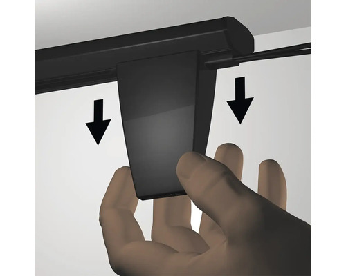 Montage eines schwarzen Profils mit Hand und Pfeilen