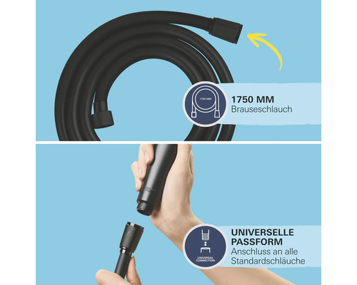Brauseschlauch, 1750 Millimeter, universelle Passform für Standardschläuche