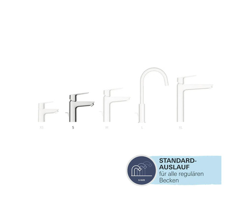 Verschiedene Größen von Waschtischarmaturen im Überblick