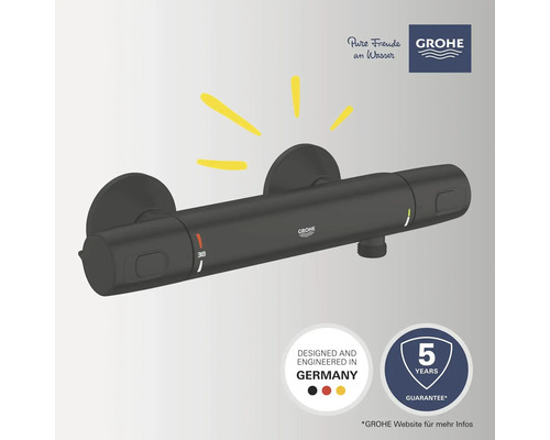 Schwarzer Grohe Thermostat für die Dusche
