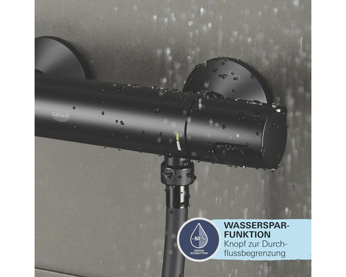 Schwarze Grohe Duscharmatur mit Wassersparfunktion