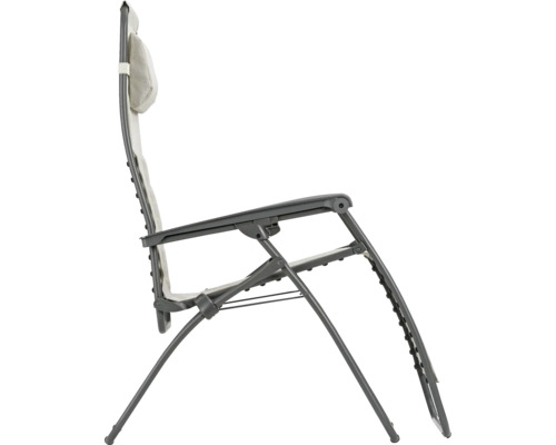 Verstellbarer Relaxsessel mit Kopfkissen für den Aussenbereich.