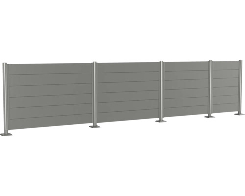 Sichtschutzzaun aus Aluminium mit horizontalen Lamellen