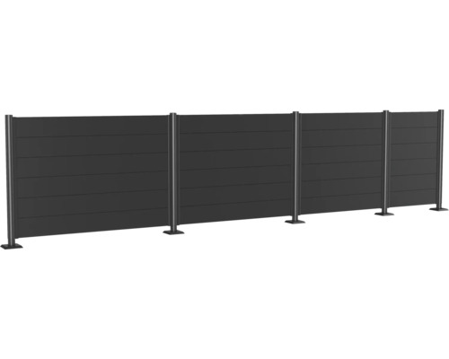 Sichtschutzzaun aus horizontalen Paneelen und Pfosten