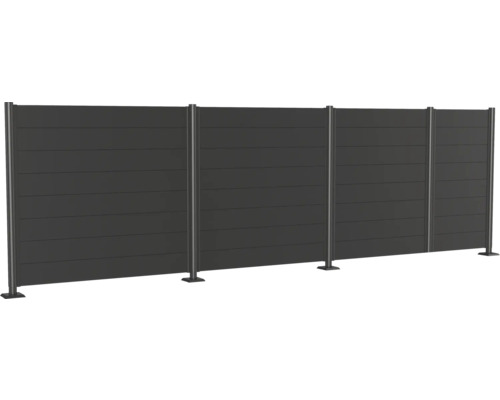 Sichtschutzzaun aus Aluminium mit horizontalen Lamellen