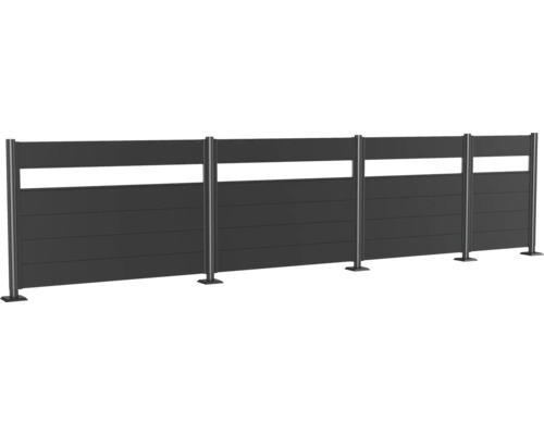 Sichtschutzzaun mit horizontalen Lamellen und Pfosten