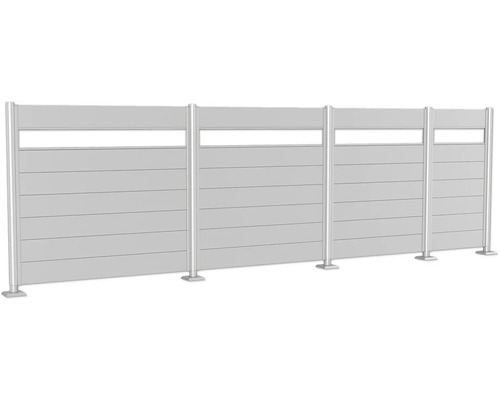 Sichtschutzzaun mit horizontalen Lamellen und Pfosten