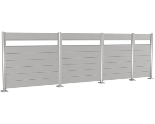 Sichtschutzzaun aus Aluminium mit horizontalen Lamellen