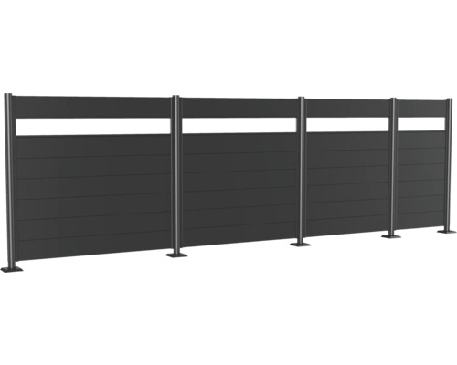 Sichtschutzzaun mit horizontalen Elementen und Pfosten