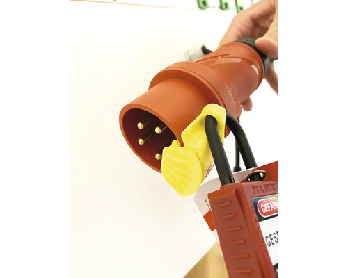 Industriestecker mit Vorhängeschloss zur Gerätesicherung