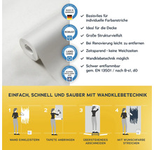 Rolle Raufasertapete mit Hinweisen zur Verarbeitung und Qualitätsmerkmalen