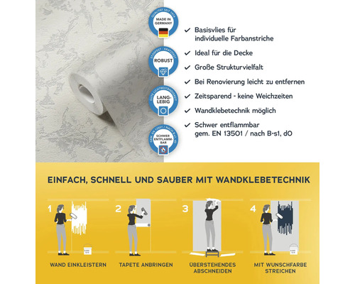 Rolle Vliestapete mit Anwendungsanleitung und Produkteigenschaften