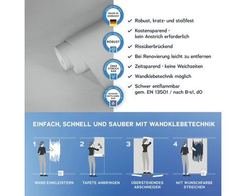 Informationen zur Verarbeitung und zu den Eigenschaften der Tapete