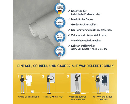 Tapetenrolle mit Informationen zur Anbringung und Eigenschaften