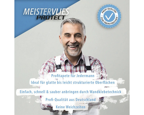 Meistervlies Protect non-woven wallpaper with quality seal.
