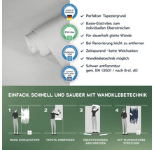 Tapetenrolle mit Informationen zu Produkteigenschaften und Verarbeitungshinweisen