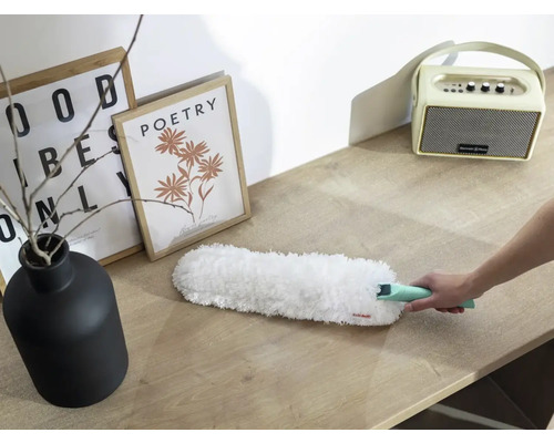 Staubwedel mit Griff auf Tisch