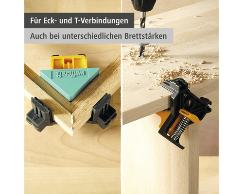 Eckspannzeuge zur Verbindung von Werkstücken im Winkel und als T-Verbindung