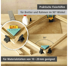 Wolfcraft corner clamp set for woodworking at a 90 degree angle