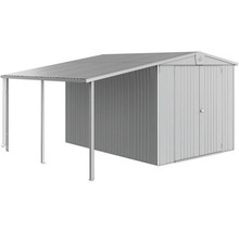 Metall Gerätehaus mit Vordach für zusätzlichen Stauraum