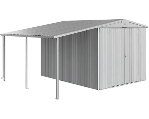 Metall Gerätehaus mit Vordach für zusätzlichen Stauraum